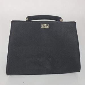 Jessica Moore Structured Black Saffiano-Style Handbag / Tote Bag